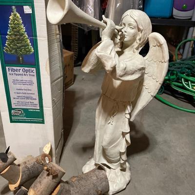 Fiber optic tree, angel and reindeer