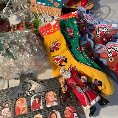 Flashing red nose, socks, ornaments, etc.