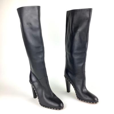 108 VALENTINO Rockstud Black Leather Boots Size 41