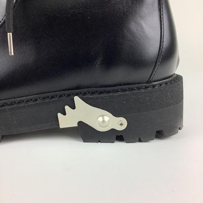 110 New OFF-WHITE Black Textured-Leather Ankle Boots Size 41