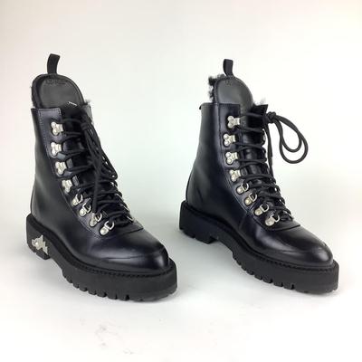 110 New OFF-WHITE Black Textured-Leather Ankle Boots Size 41