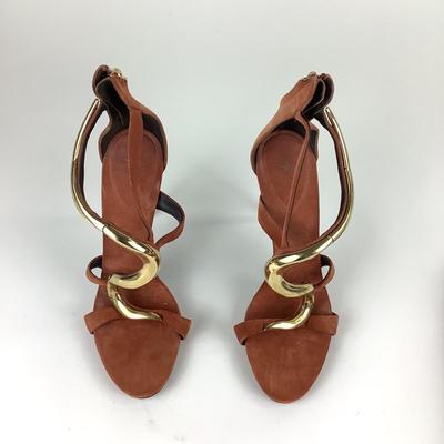 117 GIUSEPPE ZANOTTI Terracotta Suede 'Alien' Strap Sandals Size 41