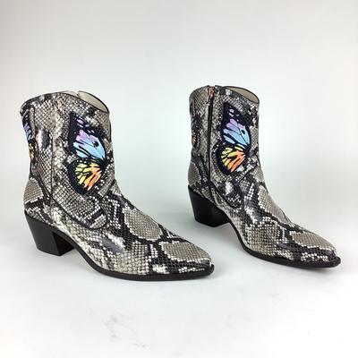 118 SOPHIA WEBSTER Sewn Butterfly/Leather Western Boots Size 41 1/2