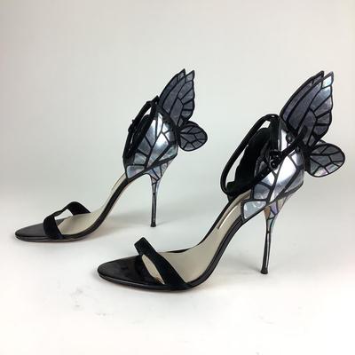 119 SOPHIA WEBSTER Black Foil/Leather Butterfly Sandals Size 41