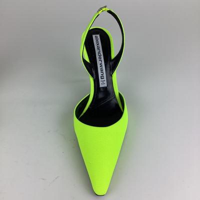 122 ALEXANDER WANG Neon Celandine Logo Lettering Pointed Pumps Size 41
