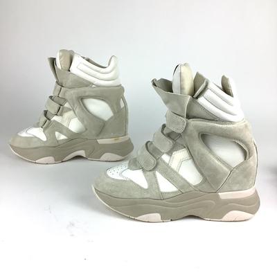 123 ISABEL MARANT Balskee White Leather Wedge Sneakers Size 41