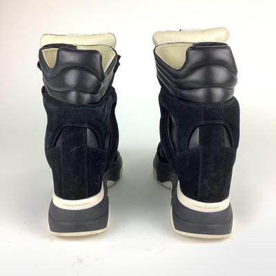 124 ISABEL MARANT Balskee Black Leather Wedge Sneakers Size 41