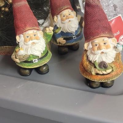 Angel & lam table decor, lucite deer, trees, gnomes