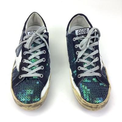 133 GOLDEN GOOSE Superstar Green/Blue Sequin Sneakers Size 41