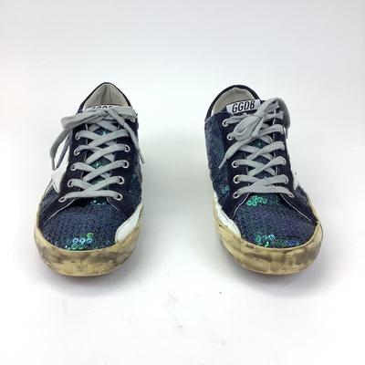 133 GOLDEN GOOSE Superstar Green/Blue Sequin Sneakers Size 41