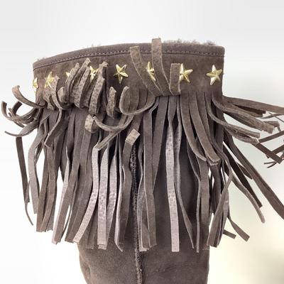 150 JIMMY CHOO x UGG Sora Fringe Brown Suede Boots Size 9