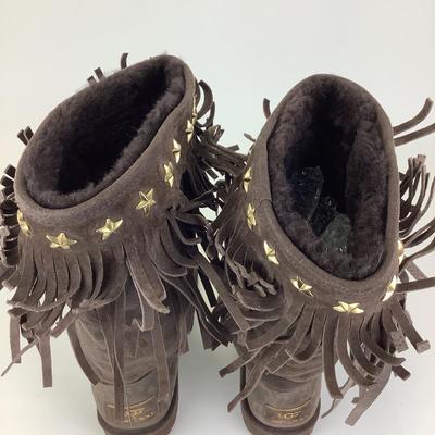 150 JIMMY CHOO x UGG Sora Fringe Brown Suede Boots Size 9