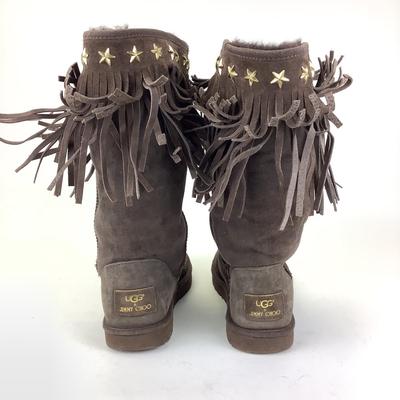 150 JIMMY CHOO x UGG Sora Fringe Brown Suede Boots Size 9