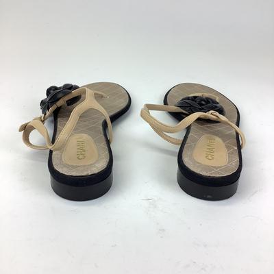 152 CHANEL Camellia T-Strap Sandals Size 41 1/2