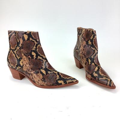 154 ULLA JOHNSON Snake Print Leather Western Boots Size 41