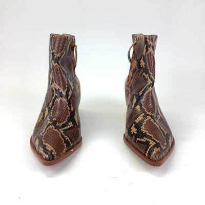 154 ULLA JOHNSON Snake Print Leather Western Boots Size 41