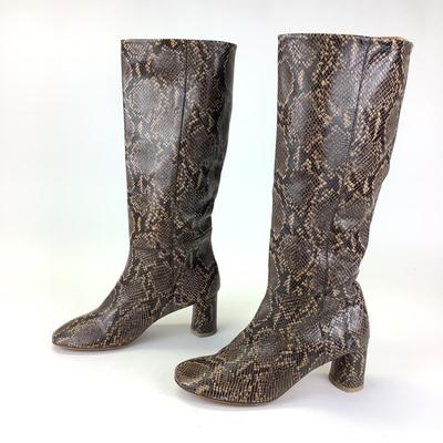 155 LOQ Snake Print Leather High Boots Size 41