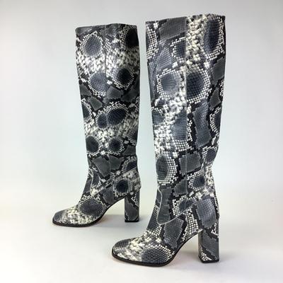 156 MARYAM NASSIR ZADEH Snake Print Leather High Boots Size 41
