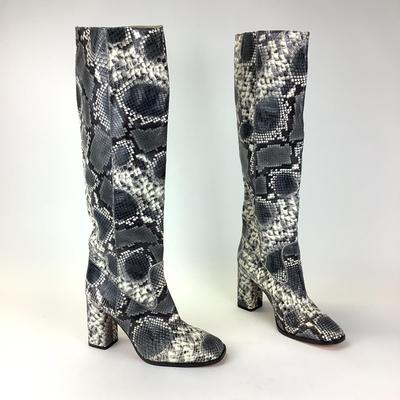 156 MARYAM NASSIR ZADEH Snake Print Leather High Boots Size 41