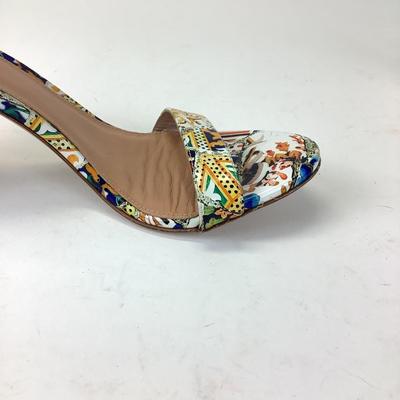 157 STUART WEITZMAN Blue/Black & Multicolor Patent Leather Sandals Size 10