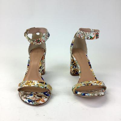 157 STUART WEITZMAN Blue/Black & Multicolor Patent Leather Sandals Size 10