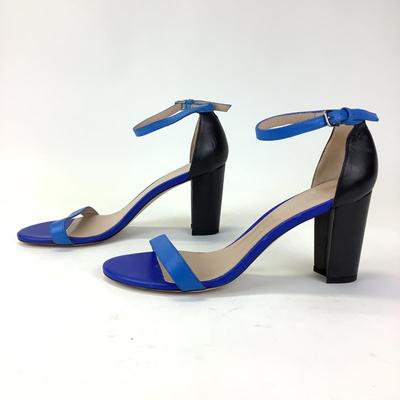 157 STUART WEITZMAN Blue/Black & Multicolor Patent Leather Sandals Size 10