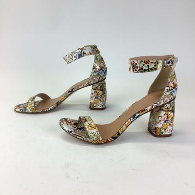 157 STUART WEITZMAN Blue/Black & Multicolor Patent Leather Sandals Size 10