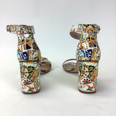 157 STUART WEITZMAN Blue/Black & Multicolor Patent Leather Sandals Size 10