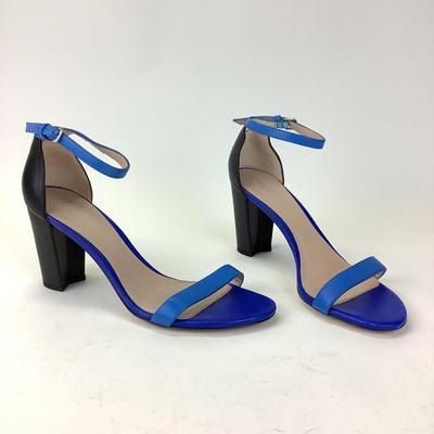 157 STUART WEITZMAN Blue/Black & Multicolor Patent Leather Sandals Size 10