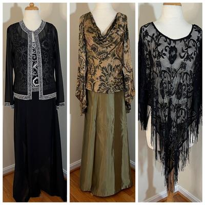 Lot of Women's Formal Evening Wear - Carmen Marc Valvo, Silk, Beaded