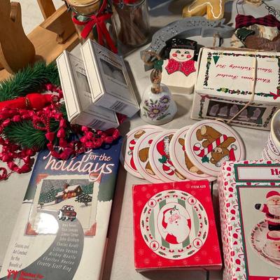 Christmas decor w/glass trees, lanterns, etc