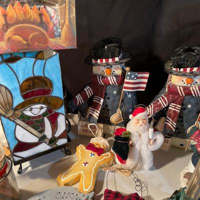 Christmas decor w/glass trees, lanterns, etc