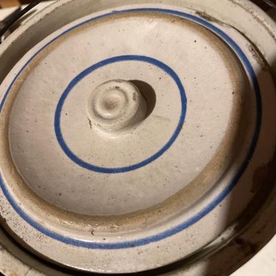 Vintage butter crock with handle
