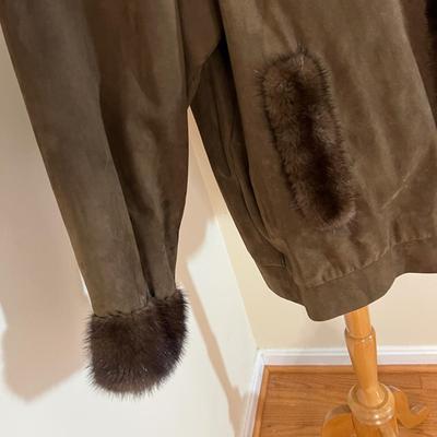 Vintage Mink Trimmed Suede Jacket Coat