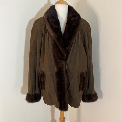 Vintage Mink Trimmed Suede Jacket Coat