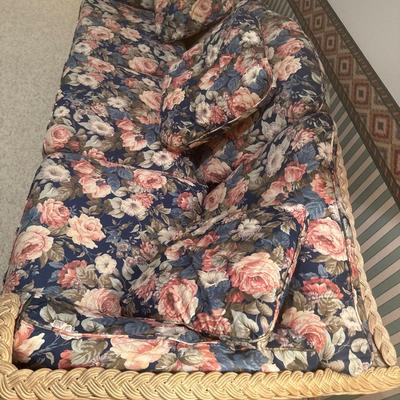 Wicker accent floral pattern sofa