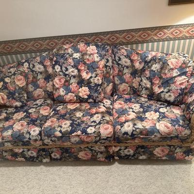 Wicker accent floral pattern sofa