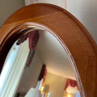 Oval Cheval Wood Framed Floor Mirror