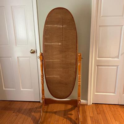 Oval Cheval Wood Framed Floor Mirror