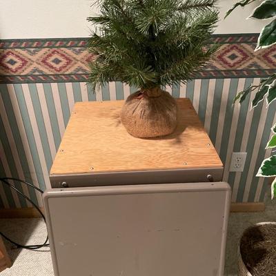 Faux plants and table
