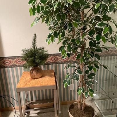 Faux plants and table