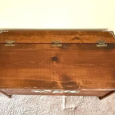 Vintage Handmade Solid Wood Trunk with Painted Floral Design