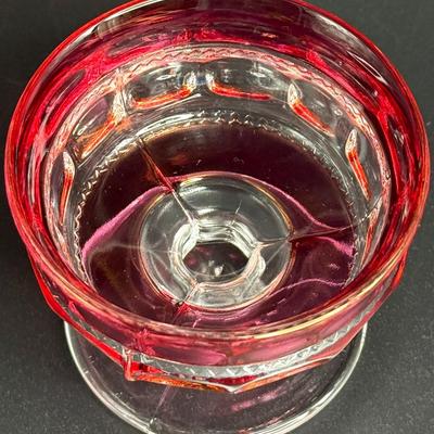 Set of Vintage Tiffin Franciscan Kings Crown Red Glasses and Desert Bowls