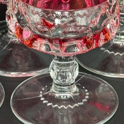 Set of Vintage Tiffin Franciscan Kings Crown Red Glasses and Desert Bowls