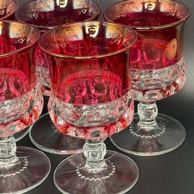 Set of Vintage Tiffin Franciscan Kings Crown Red Glasses and Desert Bowls