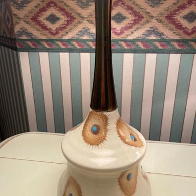 Acorn lamp and porcelain base lamp with cream table