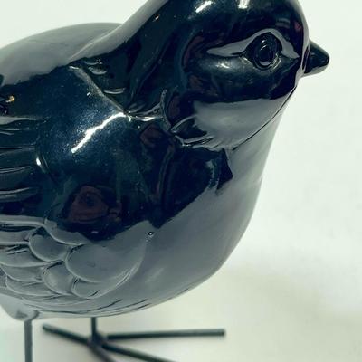 Glass Bird Figurine with Metal Legs