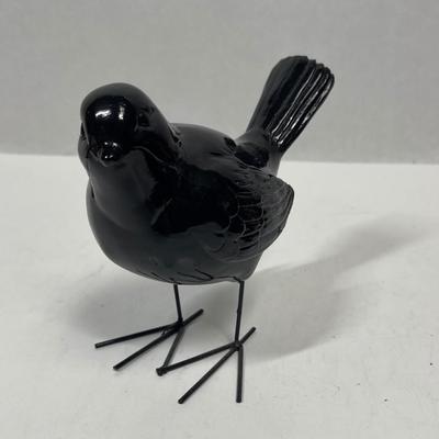 Glass Bird Figurine with Metal Legs