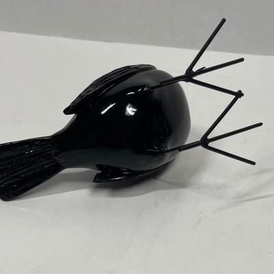 Glass Bird Figurine with Metal Legs