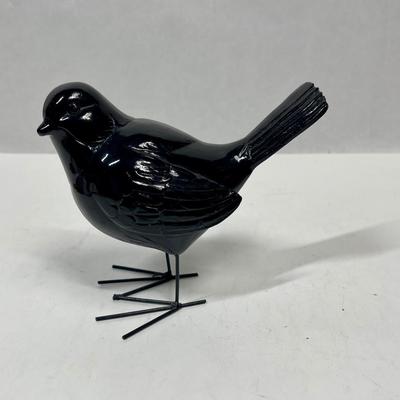 Glass Bird Figurine with Metal Legs
